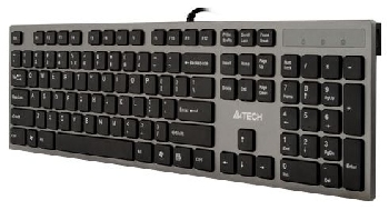 Клавиатура A4Tech KМ-300H USB, 2xUSB 2.0 встроенные порты, серый корпус/ черные клавиши